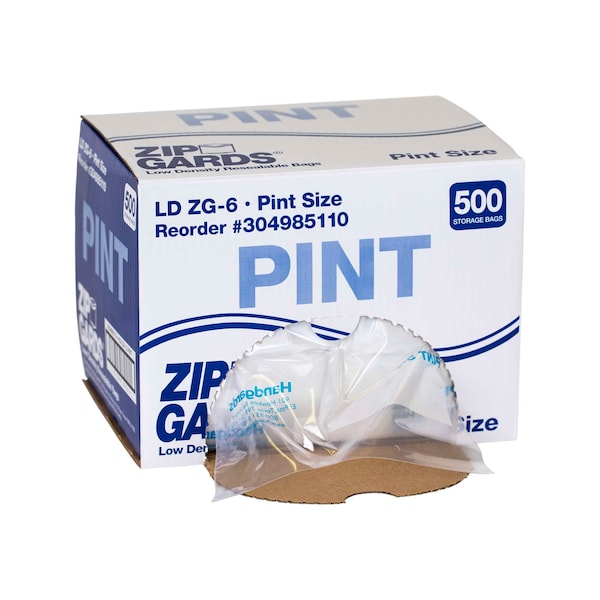 Low Density Recloseable Pint Clear Flat Stack Storage Bag, PK500